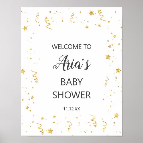 Gold Celebration Baby Shower Welcome Sign