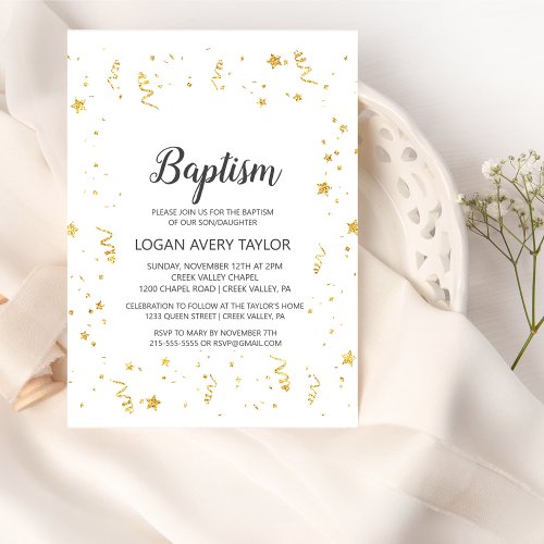 Gold Celebration Baptism Invitation