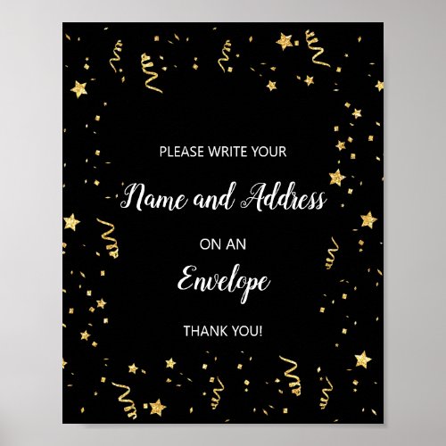 Gold Celebration on Black Address an Envelope Poster