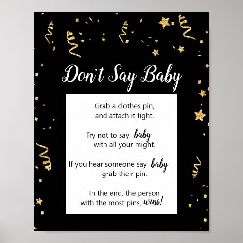 Gold Celebration on Black Shower Dont Say Baby Poster