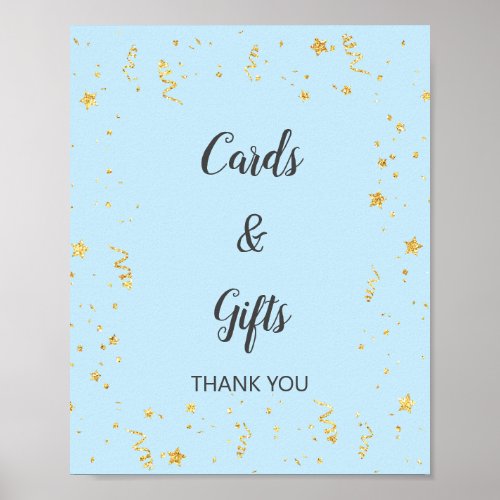 Gold Celebration on Blue Cards  Gifts Sign