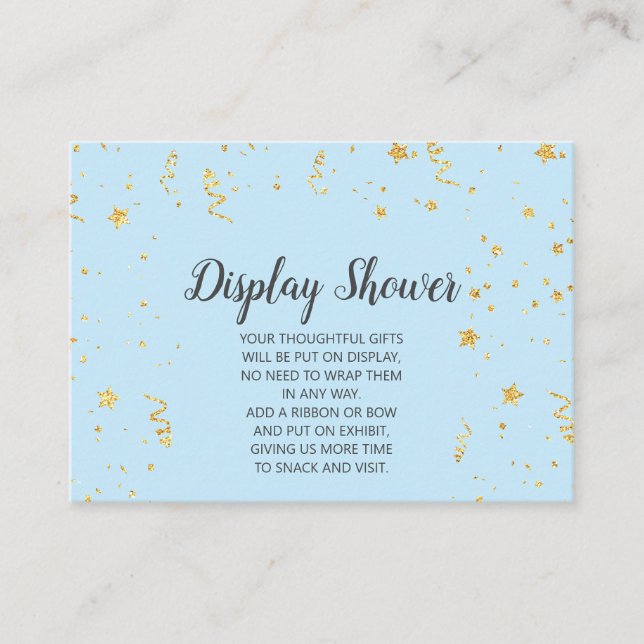 Gold Celebration on Blue Display Shower Enclosure Card (Front)