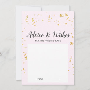 Gold Celebration on Pink Baby Shower Advice Cards