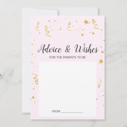 Gold Celebration on Pink Baby Shower Advice Cards