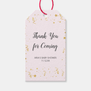 Gold Celebration on Pink Baby Shower Favor Gift Tags