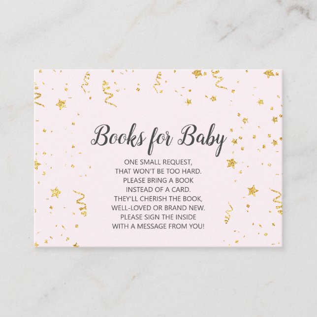 Gold Celebration on Pink Book Request Enclosure Card (Front)