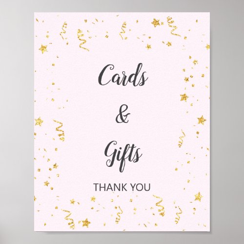 Gold Celebration on Pink Cards  Gifts Sign