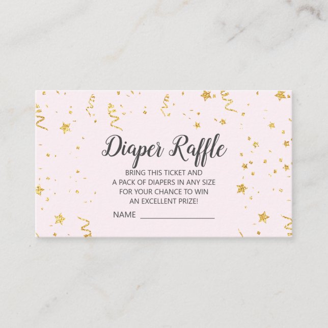 Gold Celebration on Pink Diaper Raffle Enclosure Card (Front)