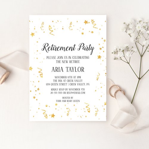 Gold Celebration Retirement Party Invitation