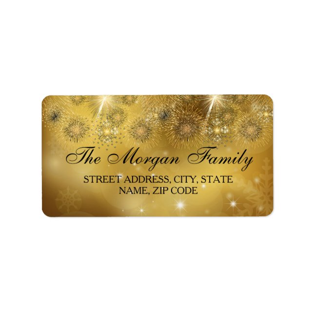 Gold Celebration Sparkle Christmas Address Labels (Front)
