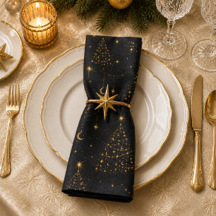 Gold Celestial Christmas Tree Cloth Napkin