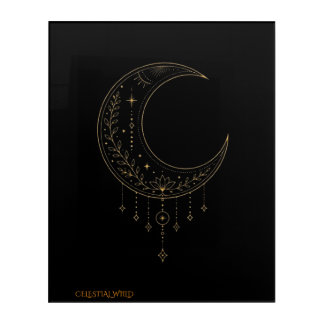 Gold Celestial Moon Sun Acrylic Wall Art