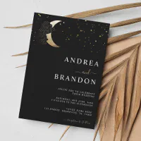 Halloween Moon phases Wedding Invitations Suite, Black Invitations