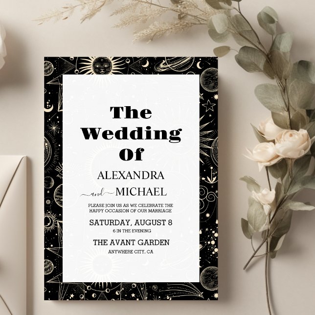 Gold Celestial Mystic Moon Wedding Invitation (Creator Uploaded)