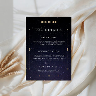 Gold Celestial Starry Moon Details Wedding Card