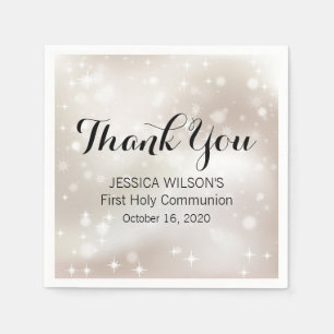 Gold Celestial Stars Thank You First Communion Napkins