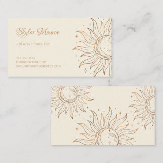 Gold Celestial Sun & Moon on Ivory Business Card