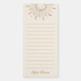 Gold Celestial Sun &amp; Moon on Ivory Magnetic Notepad