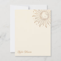 Gold Celestial Sun & Moon on Ivory Note Card
