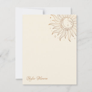 Gold Celestial Sun & Moon on Ivory Note Card
