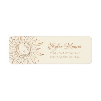 Gold Celestial Sun & Moon on Ivory Return Address Label