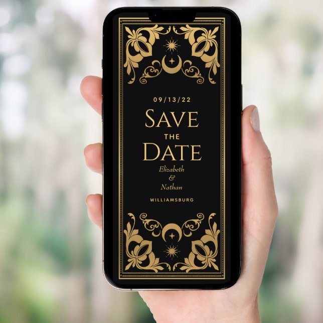 Gold Celestial Tarot Wedding Photo Save the Date Invitation (Front Digital)