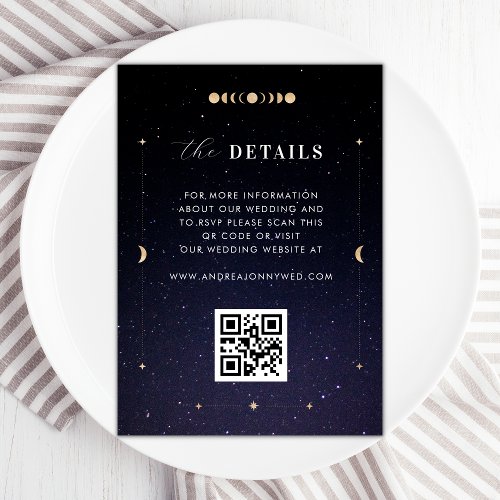 Gold Celestial Universe Moon Details Wedding Card 