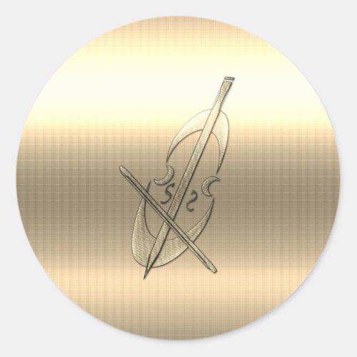 Gold Cello Music Classic Round Sticker