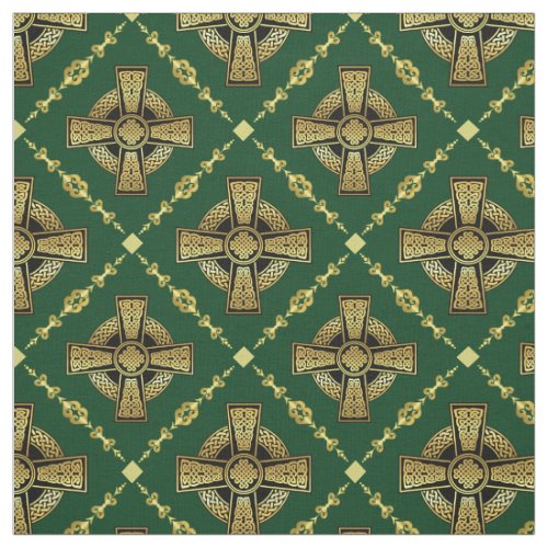 Gold Celtic crossbraided knot design cloth green