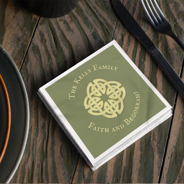 Gold Celtic Cross Classic Faith and Begorrah  Napkins (Creator Uploaded)