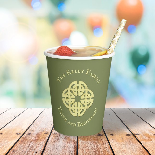 Gold Celtic Cross Classic Faith and Begorrah  Paper Cups (Creator Uploaded)