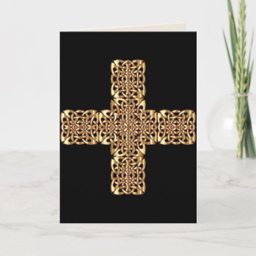 gold celtic cross greeting card