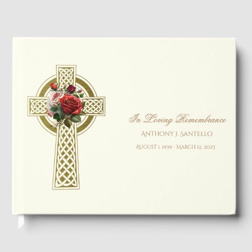 Gold Celtic Cross Irish Roses Memorial Funeral