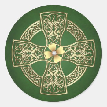 Gold Celtic Cross Jeweled Stickers by TheHolidayEdge at Zazzle