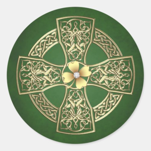 Gold Celtic Cross Jeweled Stickers