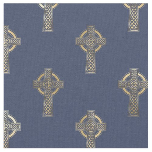 Gold Celtic Cross on Navy Blue Fabric