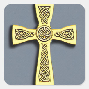 Gold Celtic Cross Sticker