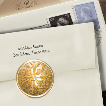 Gold Celtic Damask Envelope Seal by TailoredType at Zazzle