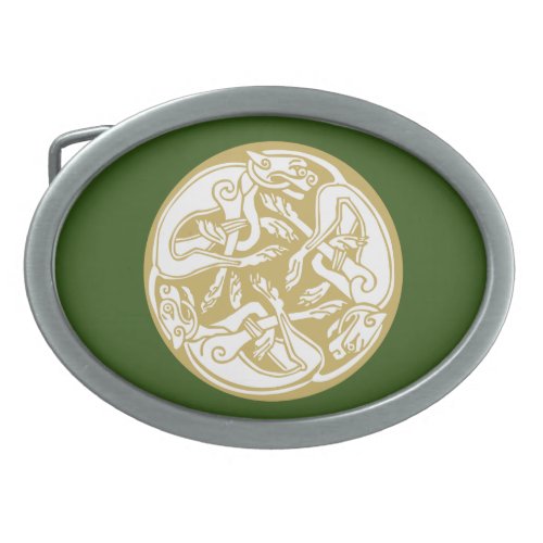 Gold Celtic Dog Trio  Belt Buckle