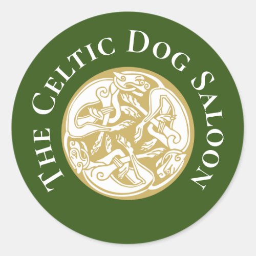 Gold Celtic Dog Trio Custom Classic Round Sticker