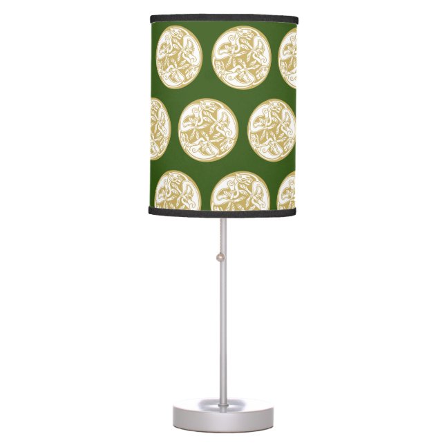 Gold Celtic Dog Trio Pattern  Table Lamp (Front)