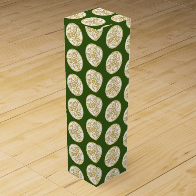 Gold Celtic Dog Trio Pattern Wine Box (Front)