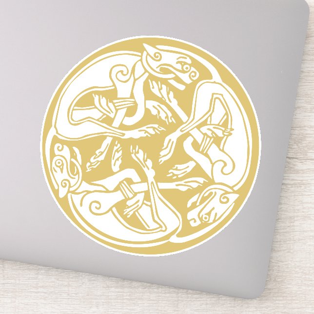 Gold Celtic Dog Trio  Sticker (Detail)