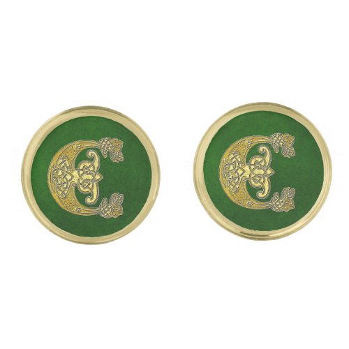 Gold Celtic E For Eire Ireland Cufflinks