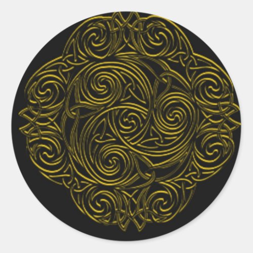 Gold Celtic Emblem Classic Round Sticker