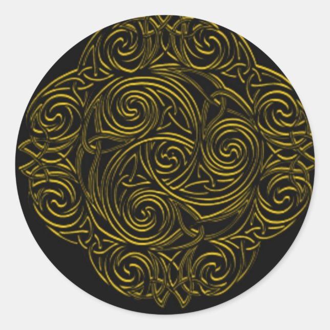 Gold Celtic Emblem Classic Round Sticker (Front)