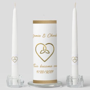 Gold Celtic Heart Custom Wedding Unity Candle Set by Myweddingday at Zazzle