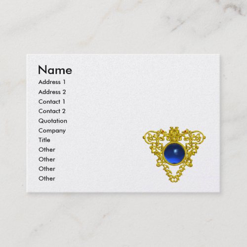 GOLD CELTIC HEART JEWEL BLUE SAPPHIRE GEMSTONE BUSINESS CARD