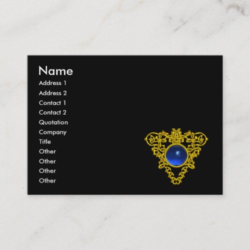 GOLD CELTIC HEART JEWEL BLUE SAPPHIRE GEMSTONE BUSINESS CARD