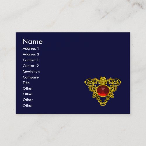 GOLD CELTIC HEART JEWELRED RUBY GEMSTONE Blue Business Card